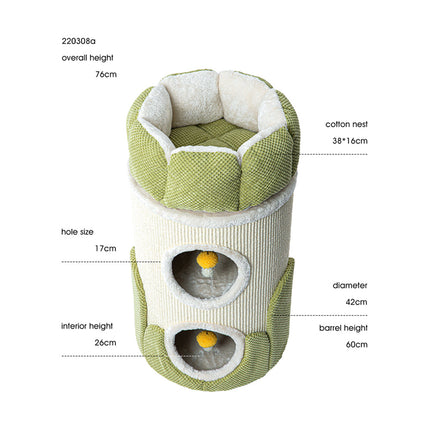 HONEYPOTCAT Arctic Snug Double Sisal Barrel  - 75cm.