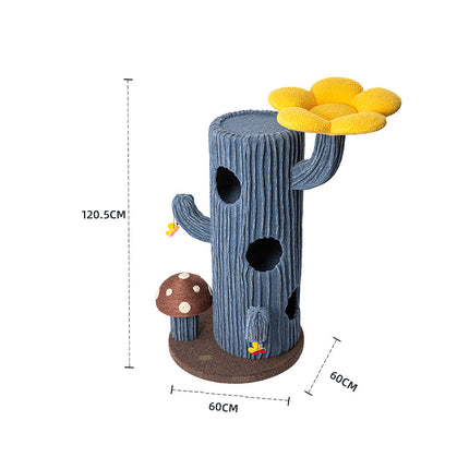 HONEYPOTCAT Solo Cactus Bloom Cat Tree - Blue 120.5cm.