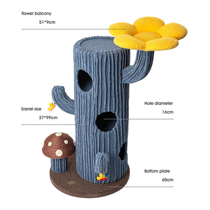 HONEYPOTCAT Solo Cactus Bloom Cat Tree - Blue 120.5cm.