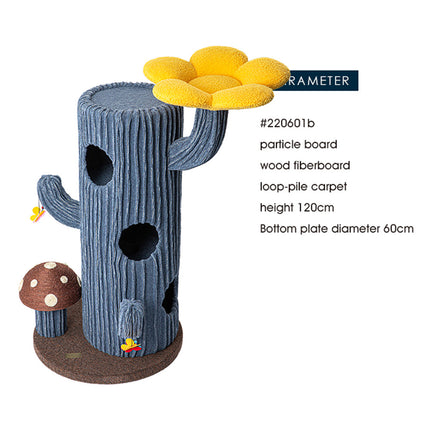 HONEYPOTCAT Solo Cactus Bloom Cat Tree - Blue 120.5cm.