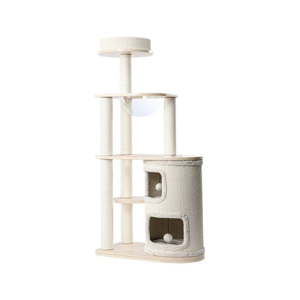 HONEYPOTCAT Fun Oasis Wood Cat Tree & Activity Barrel - 135cm.