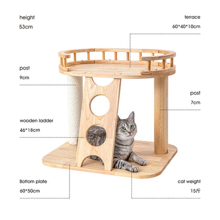 HONEYPOTCAT MZ Happy Steps Wooden Cat Tree - 53cm.