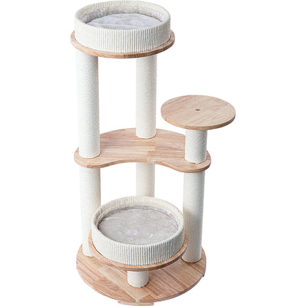 HONEYPOTCAT MZ Simple Joy Wood Cat Tower - Double Delight 110cm.