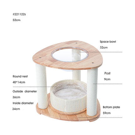 HONEYPOTCAT MZ Simple Joy Wood Cat Tower - Space Pod 52cm.