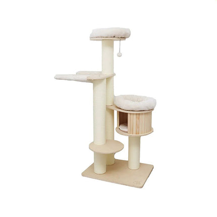 CATIO VINTAGE Solid Wood Cat Climbing Tree Post Scratcher 176cm.