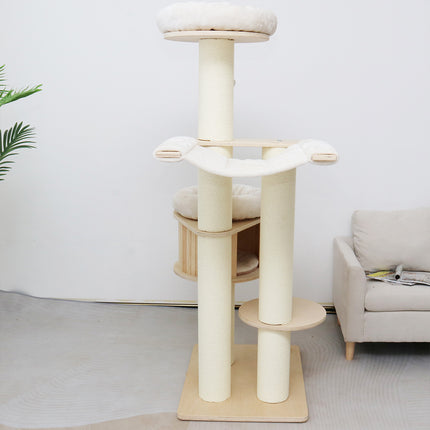 CATIO VINTAGE Solid Wood Cat Climbing Tree Post Scratcher 176cm.