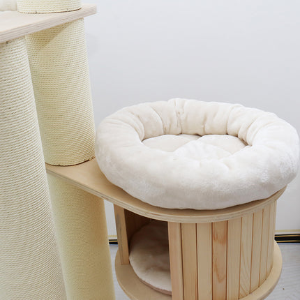 CATIO VINTAGE Solid Wood Cat Climbing Tree Post Scratcher 176cm.