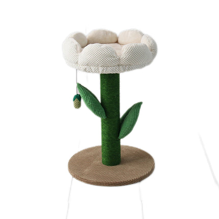 CATIO White Camelia Flower Cat Scratching Tree.