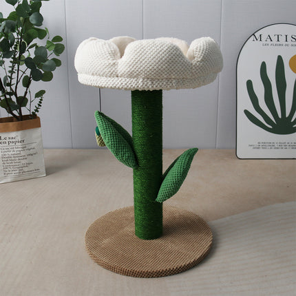 CATIO White Camelia Flower Cat Scratching Tree.