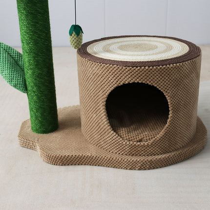 CATIO Log Cat House With White Camelia Cat Scratching Tree.