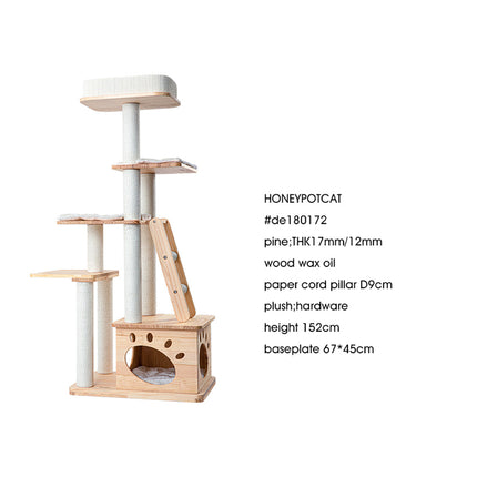 HONEYPOTCAT Elegant Wood Retreat - 146cm.