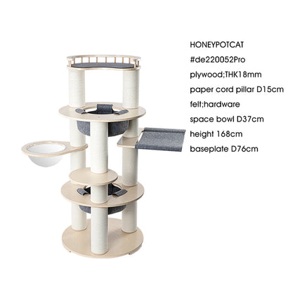 HONEYPOTCAT Harmony Wood Cat Tower - 168cm.