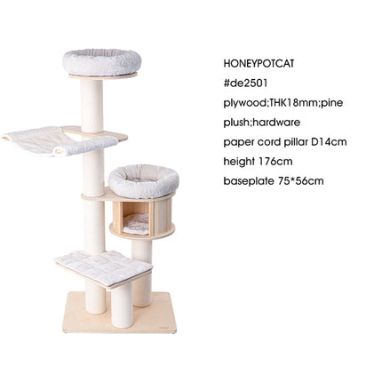 HONEYPOTCAT Signature Solid Wood Cat Tower - 175.5cm.