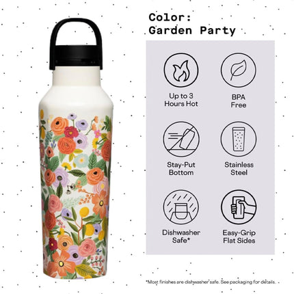 Corkcicle Sport Canteen - 600ml Rifle Paper - Garden Party Cream.
