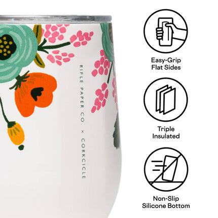 Corkcicle Stemless - 340ml Rifle Paper - Garden Party Cream.