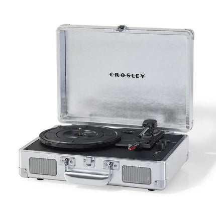 Crosley Cruiser Bluetooth Portable Turntable - Silver + Bundled Crosley Record Storage Crate.