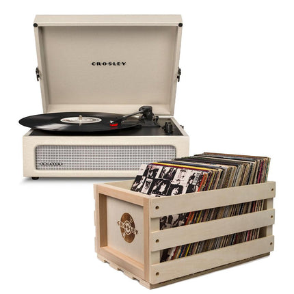 Crosley Voyager Dune - Bluetooth Portable Turntable  & Record Storage Crate.