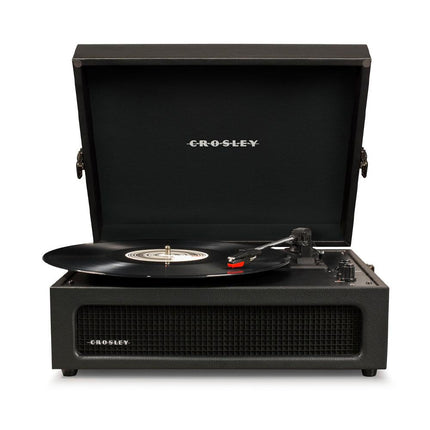 Crosley Voyager Bluetooth Portable Turntable - Black + Bundled Crosley Record Storage Display Stand.