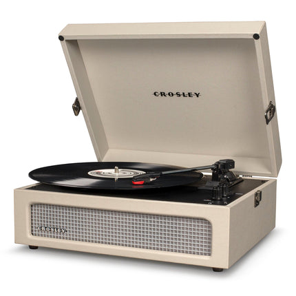 Crosley Voyager Bluetooth Portable Turntable - Dune + Bundled Crosley Record Storage Display Stand.