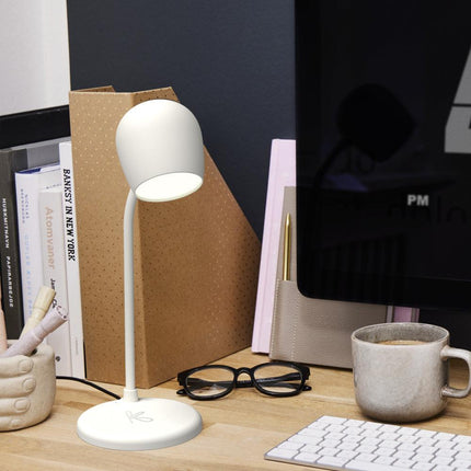 Kreafunk Ellie Lamp W/ Qi Charger And Bluetooth Speaker - White.