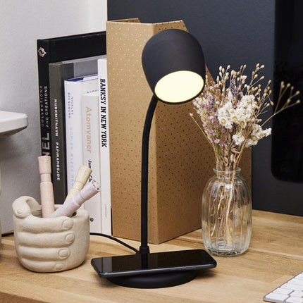 Kreafunk Ellie Lamp W/ Qi Charger And Bluetooth Speaker - Black.