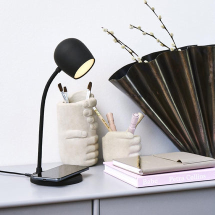 Kreafunk Ellie Lamp W/ Qi Charger And Bluetooth Speaker - Black.