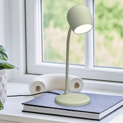 Kreafunk Ellie Lamp W/ Qi Charger And Bluetooth Speaker - Dusty Olive.