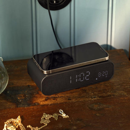 Kreafunk Wakie Alarm Clock Qi Charger + Bluetooth - Black.
