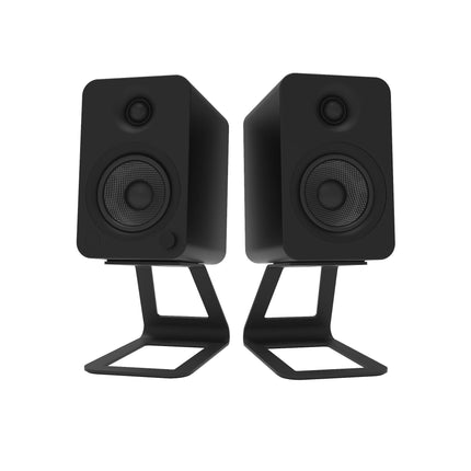 Kanto SE4 Elevated Desktop Speaker Stands for Midsize Speakers - Pair, Black.