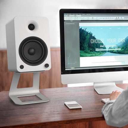 Kanto SE6W Elevated Desktop Speaker Stands for Large Speakers - Pair, White.