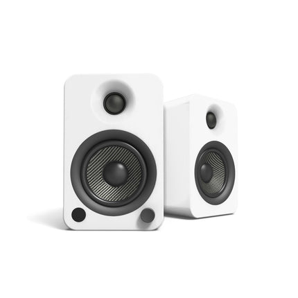 Kanto YU4 140W Powered Bookshelf Speakers with Bluetooth and Phono Preamp - Pair, Matte White.