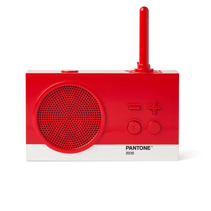 Lexon GIFT Set PANTONE - Includes Mino+ Mini Speaker, Flip Classic Clock, Mina M Lamp, Thykho 3  Speaker - 2035 Red.