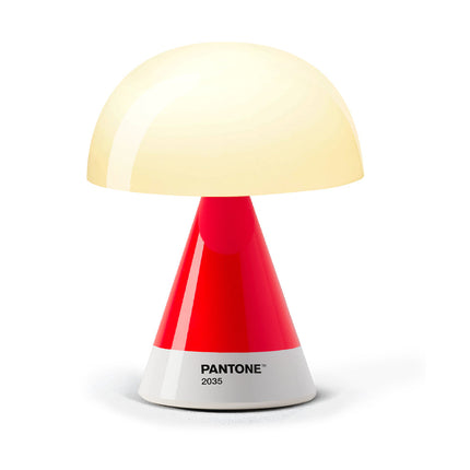 Lexon GIFT Set PANTONE - Includes Mino+ Mini Speaker, Flip Classic Clock, Mina M Lamp, Thykho 3  Speaker - 2035 Red.
