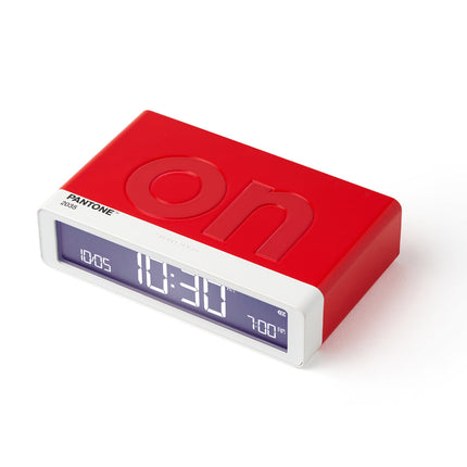 Lexon GIFT Set PANTONE - Includes Mino+ Mini Speaker, Flip Classic Clock, Mina M Lamp, Thykho 3  Speaker - 2035 Red.