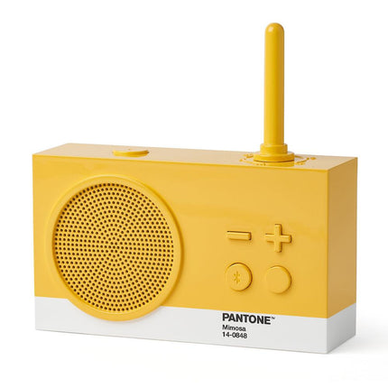 Lexon GIFT Set PANTONE - Includes Mino+ Mini Speaker, Flip Classic Clock, Mina M Lamp, Thykho 3  Speaker - Yellow.