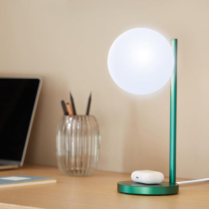Lexon Bubble Desk Lamp With Built-In Wireless Charger - Green.