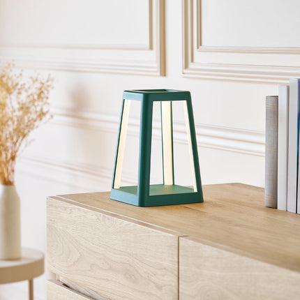 Lexon Lantern Portable Lamp With Built-In Wireless Charger - Green.
