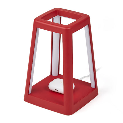 Lexon Lantern Portable Lamp With Built-In Wireless Charger - Red.