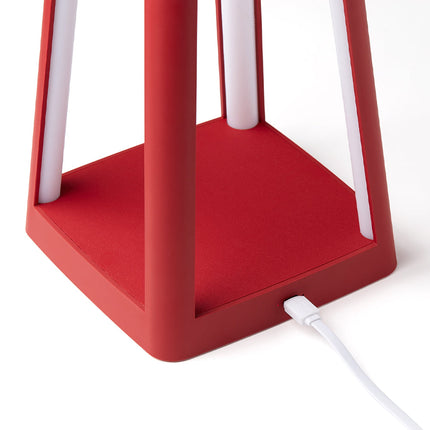 Lexon Lantern Portable Lamp With Built-In Wireless Charger - Red.