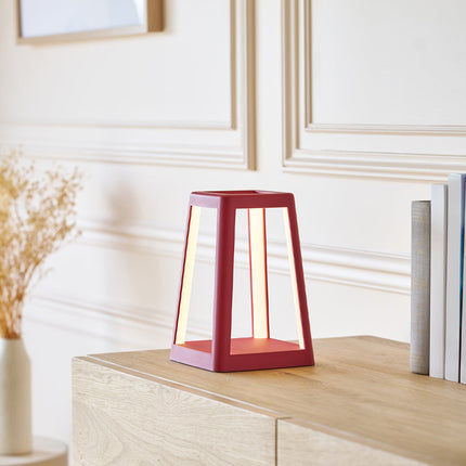 Lexon Lantern Portable Lamp With Built-In Wireless Charger - Red.