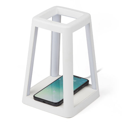 Lexon Lantern Portable Lamp With Built-In Wireless Charger - White.
