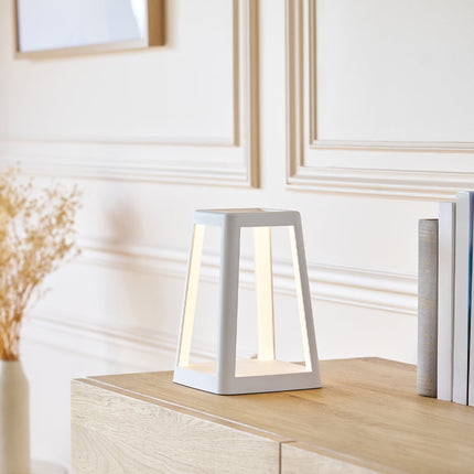 Lexon Lantern Portable Lamp With Built-In Wireless Charger - White.