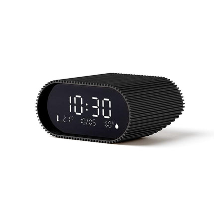 Lexon Ray Clock Lcd Alarm Clock With Temperature / Humidity Display - Black.