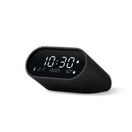 Lexon Ray Clock Lcd Alarm Clock With Temperature / Humidity Display - Black.