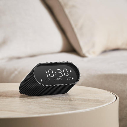 Lexon Ray Clock Lcd Alarm Clock With Temperature / Humidity Display - Black.