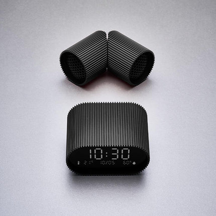 Lexon Ray Clock Lcd Alarm Clock With Temperature / Humidity Display - Black.