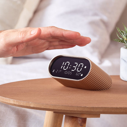 Lexon Ray Clock Lcd Alarm Clock With Temperature / Humidity Display - Gold.