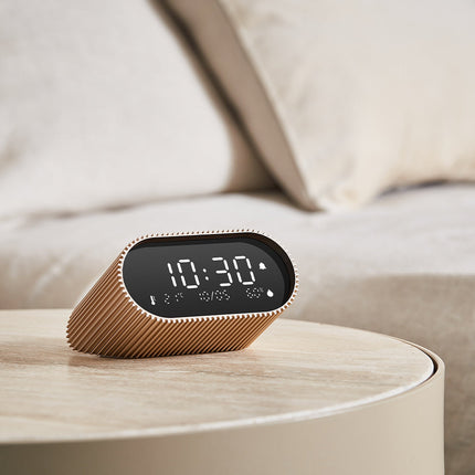 Lexon Ray Clock Lcd Alarm Clock With Temperature / Humidity Display - Gold.