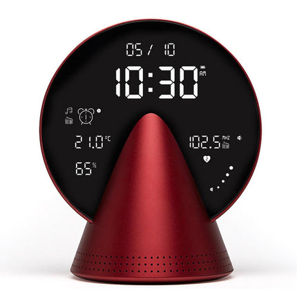 Lexon Conic Radio Alarm Clock With Fm & Built-In Bluetooth Speaker - Red.