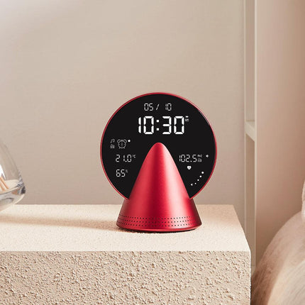 Lexon Conic Radio Alarm Clock With Fm & Built-In Bluetooth Speaker - Red.